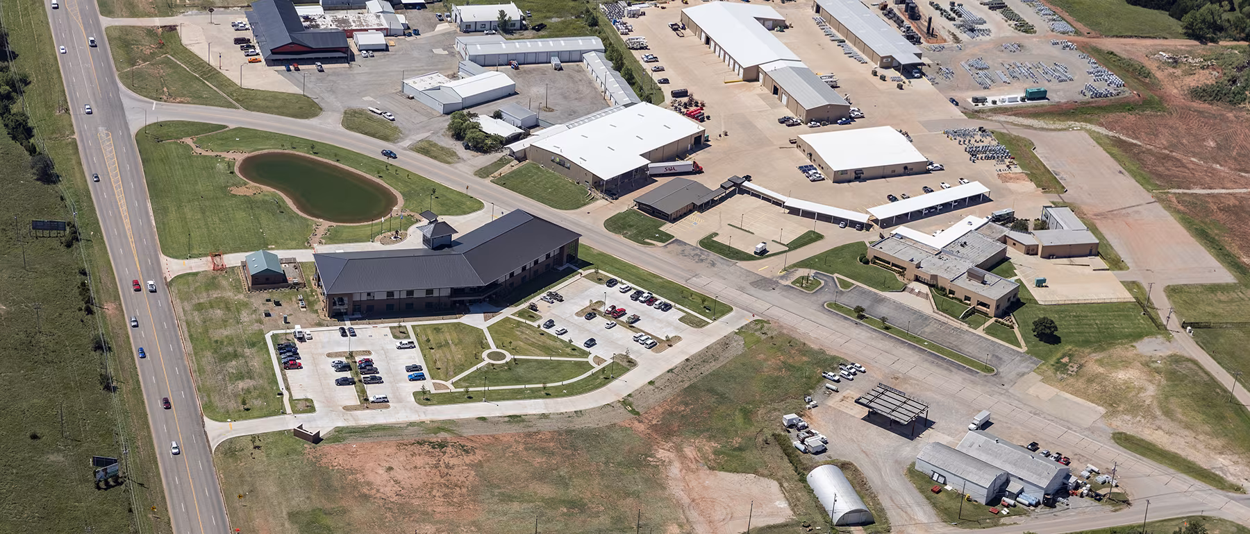 Cooperative operations campus with site circulation, support buildings, and operational context
