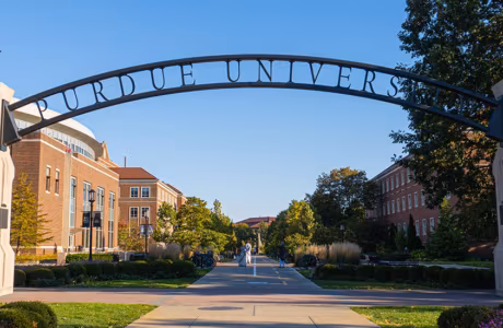 Arch entrance to the Purdue University in West Lafayette, Indiana